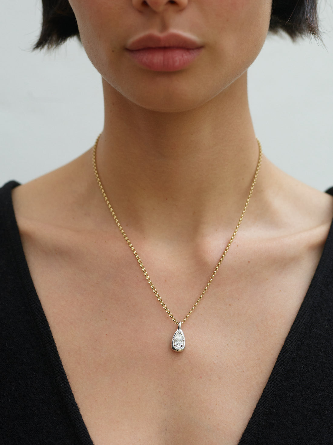 1ct Pear Nebula Pendant in White Gold