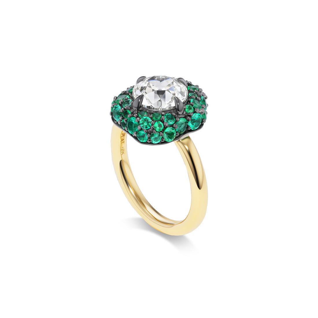 2.07ct Petit Pave Flora Ring in Emerald