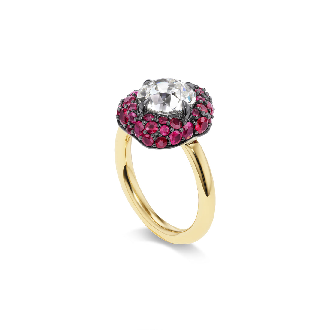 2.09ct Petit Pave Flora Ring in Ruby