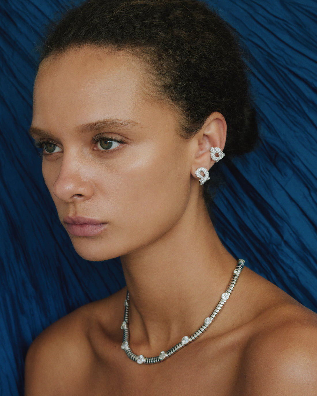 All Diamond Large Medusa Hoop