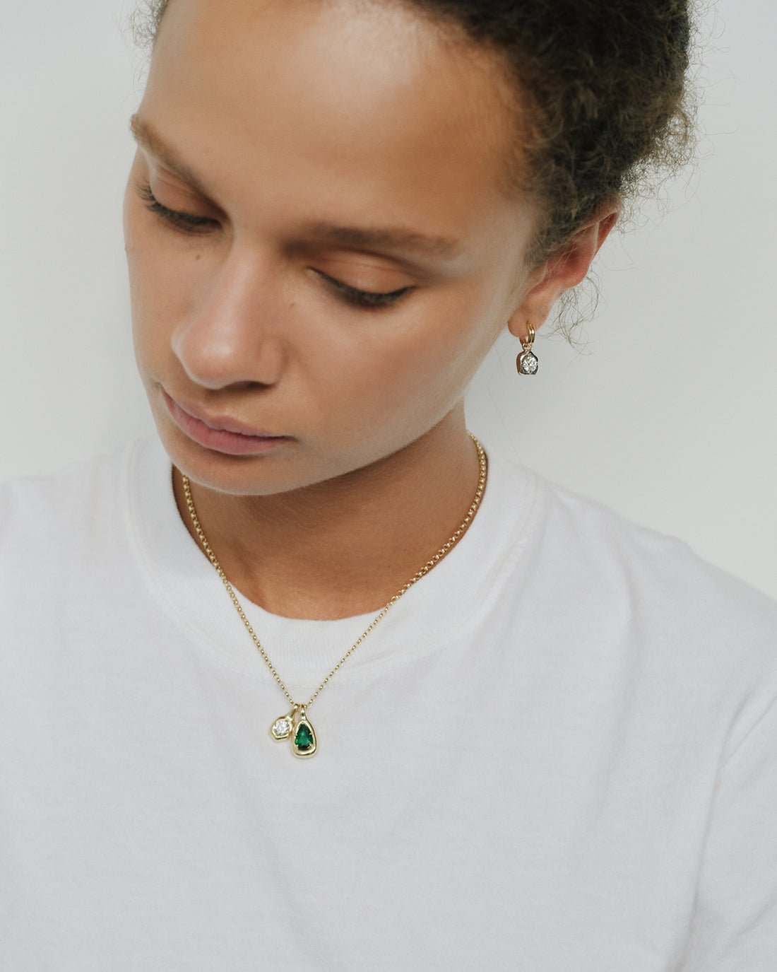 1ct Emerald Pear Nebula Pendant