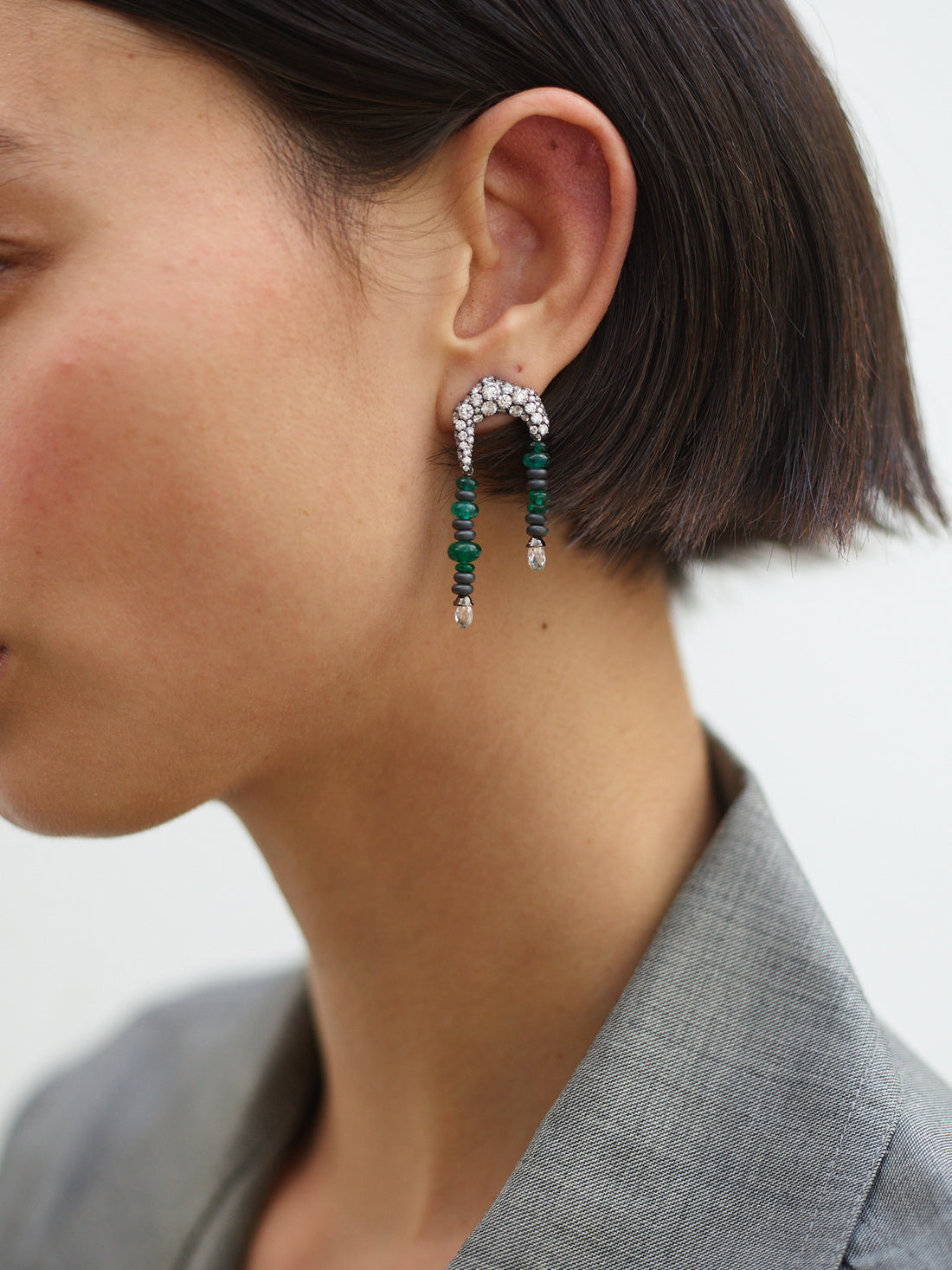 The Hematite Emerald Boda Earrings