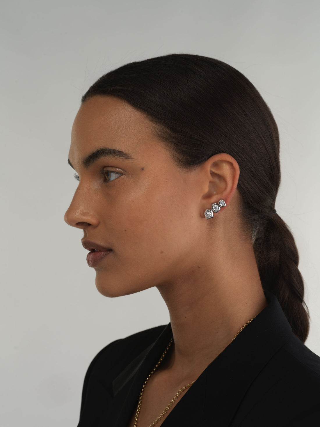 Petite Flora Studs in White Gold