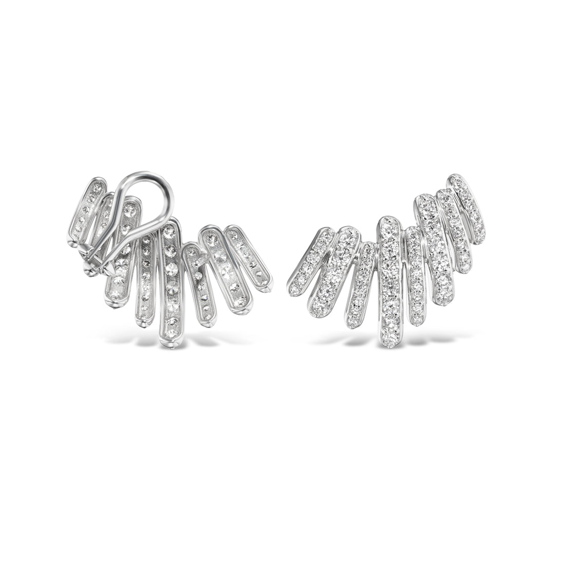 Large Diamond Gatsby Earrings in White Gold