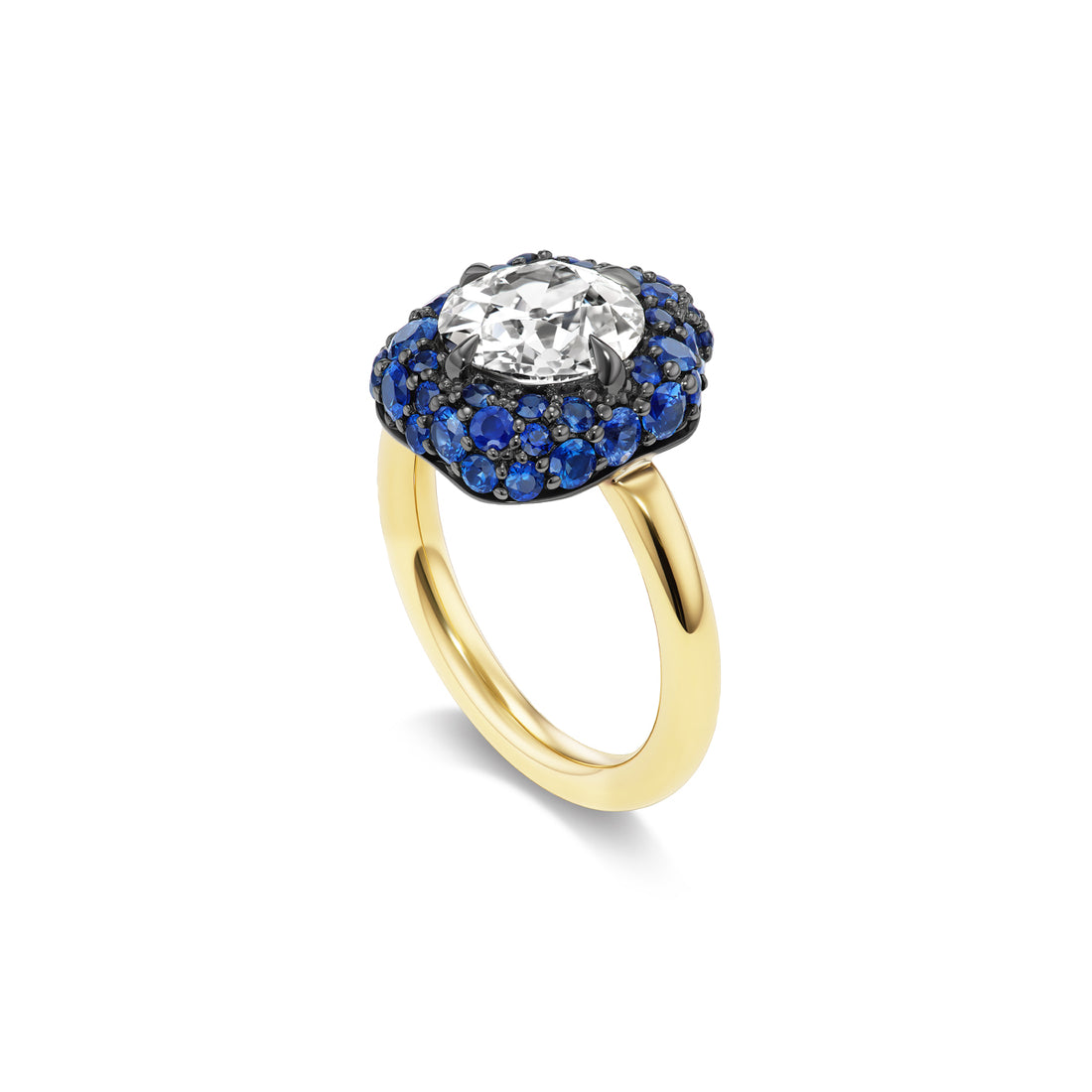 1.87ct Petit Pave Flora Ring in Sapphire