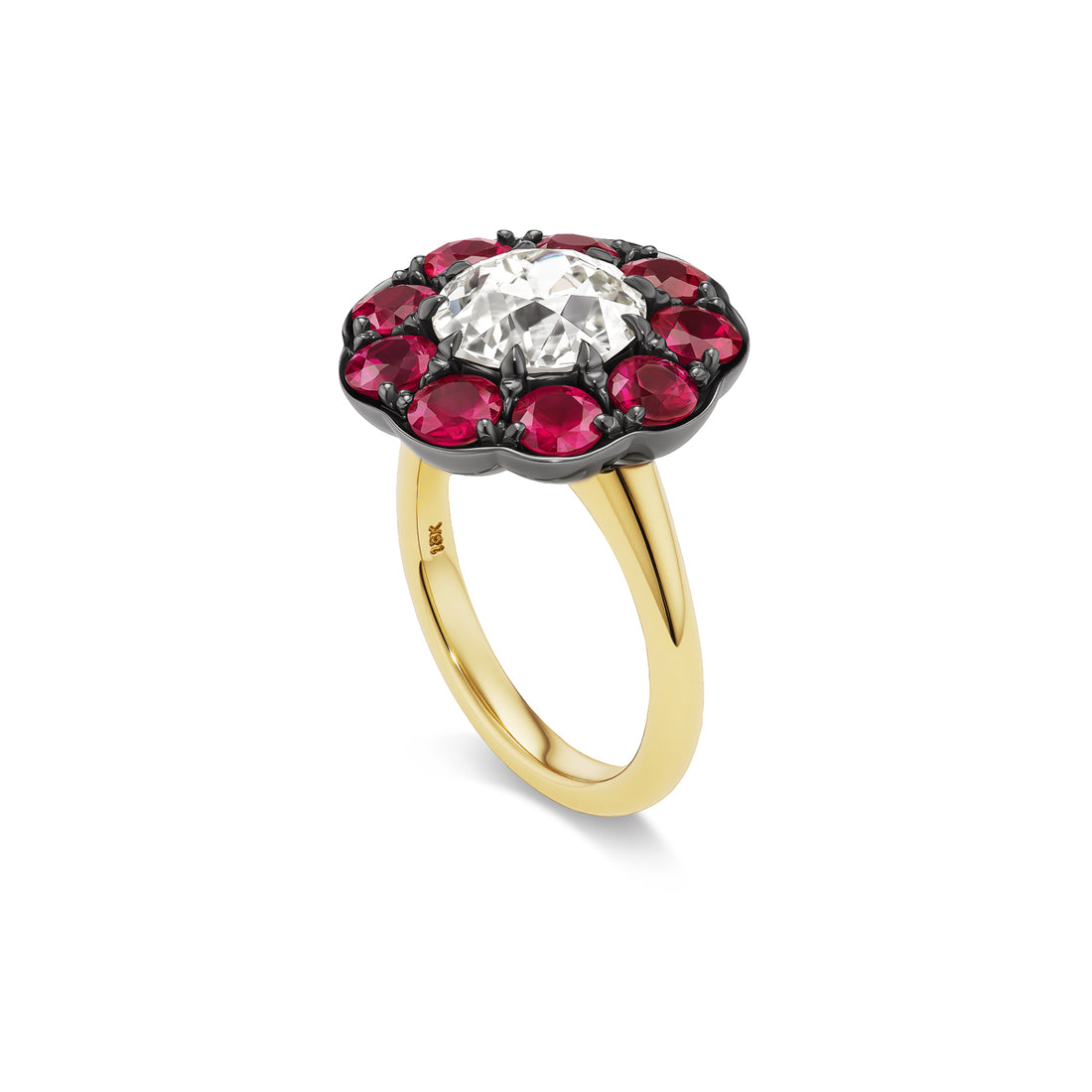 3.03ct Antique Flower Ring with Rubies