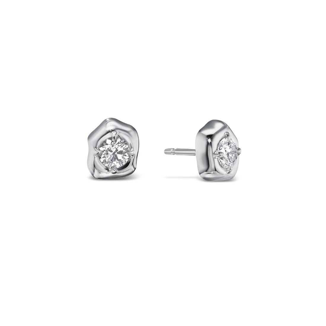 Small Flora Studs in White Gold