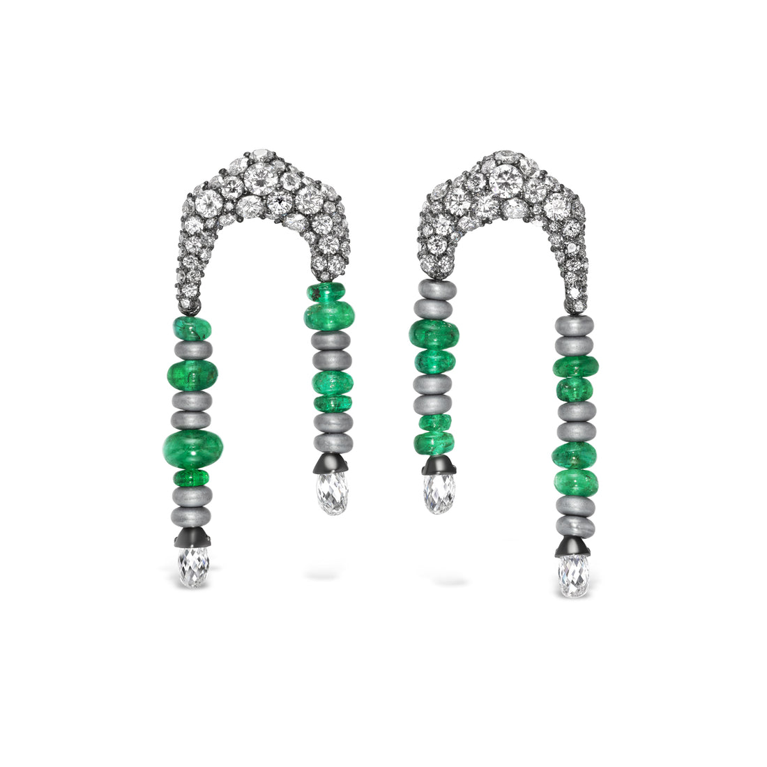 The Hematite Emerald Boda Earrings