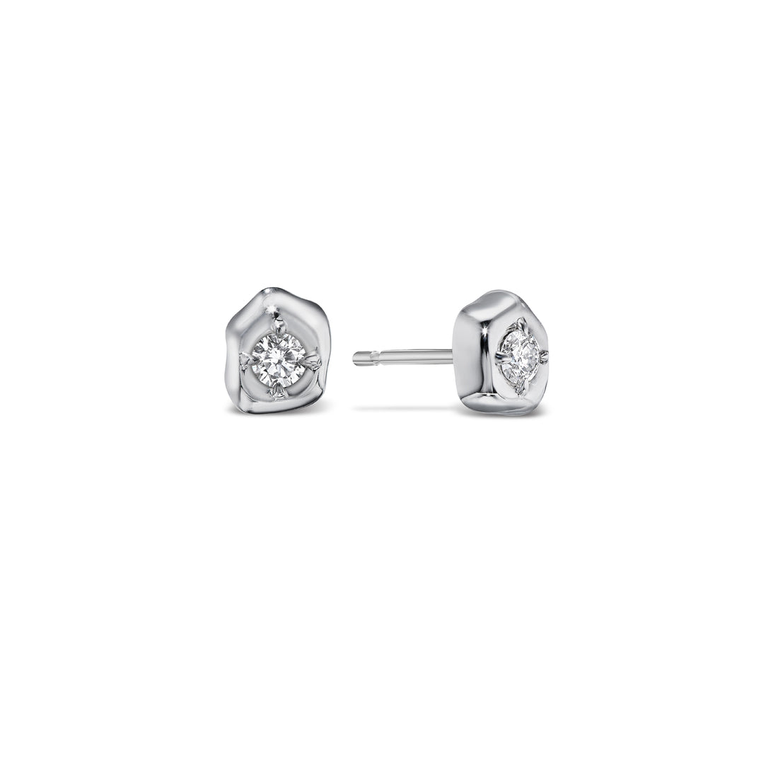 Petite Flora Studs in White Gold