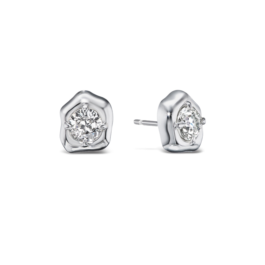 Large Flora Studs in White Gold