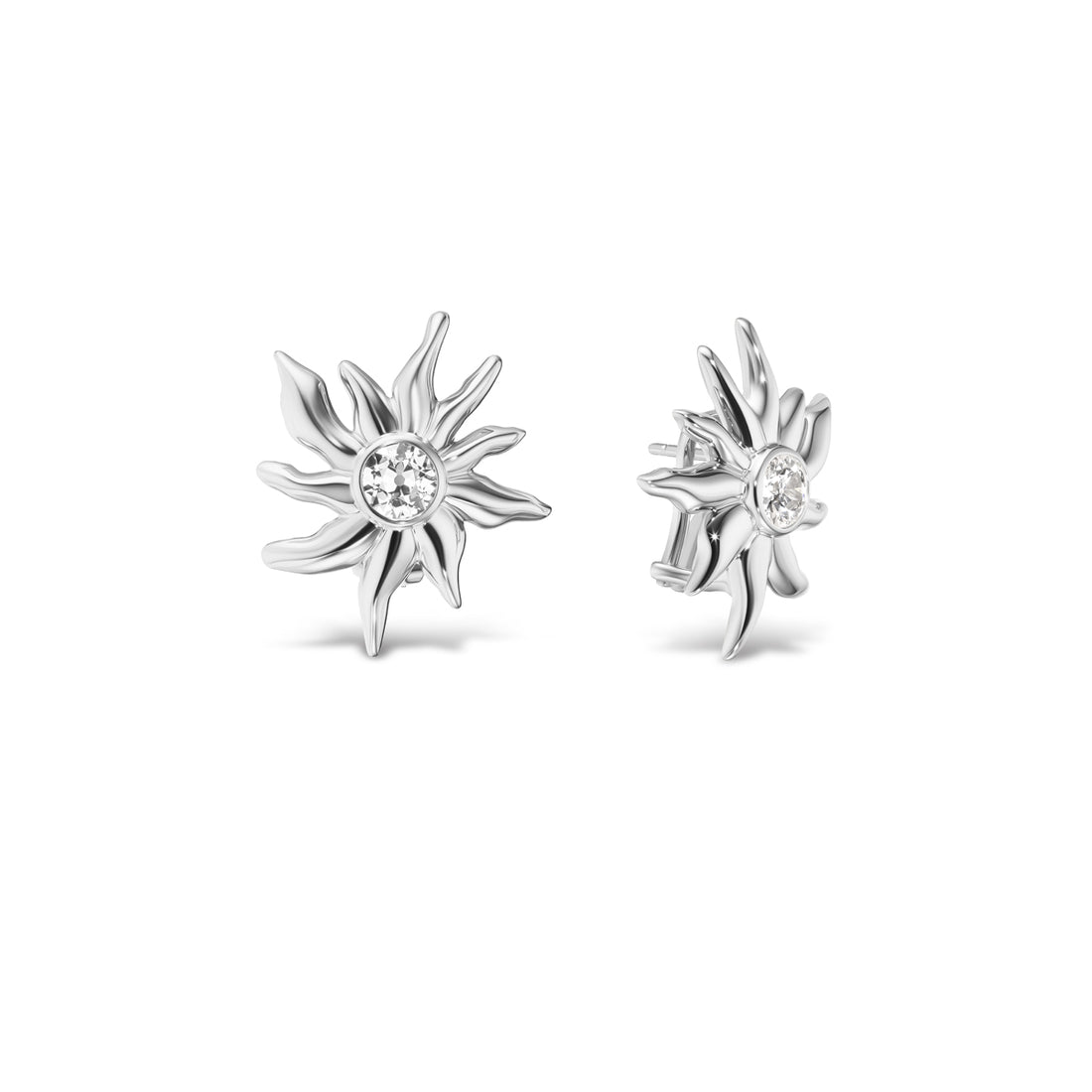 Small Sol Earrings in White Gold