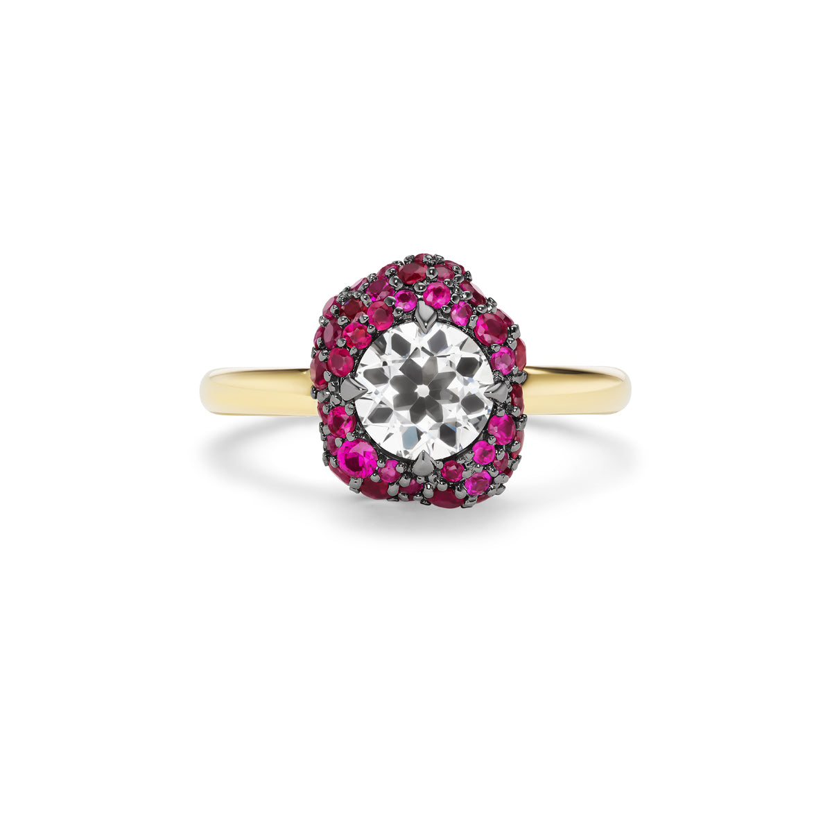 1.12ct Petit Pave Flora Ring in Ruby