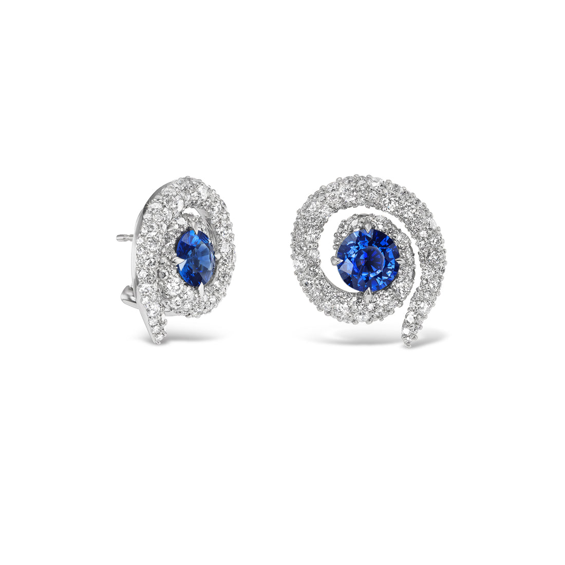 All Diamond Leca Earrings with Sapphires