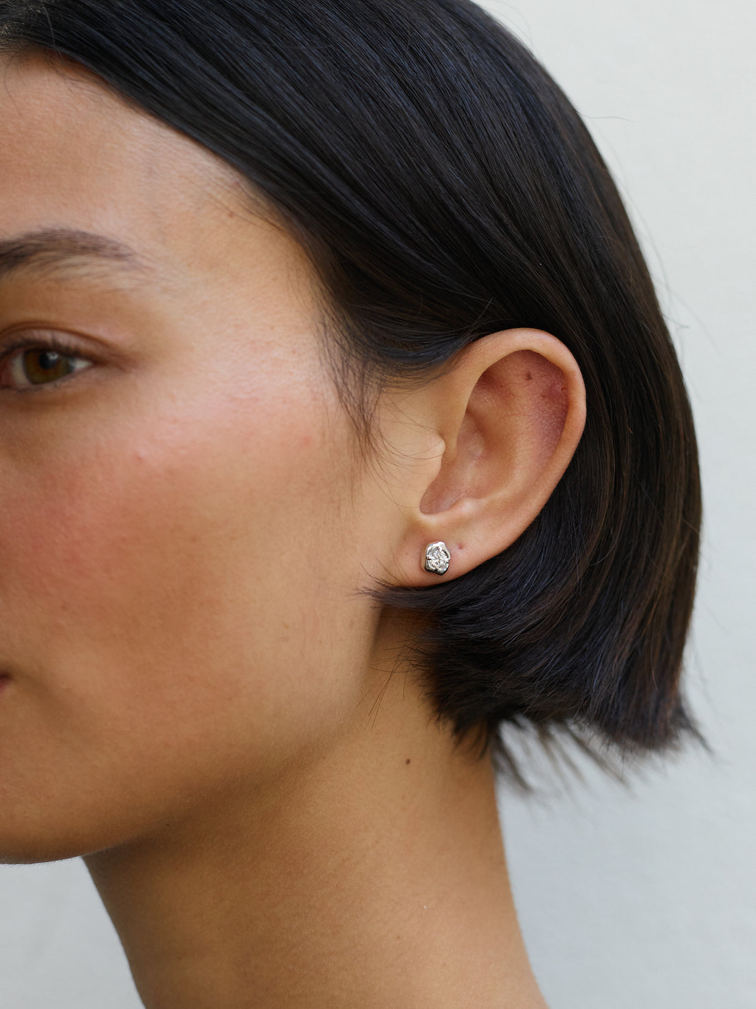 Small Flora Studs in White Gold
