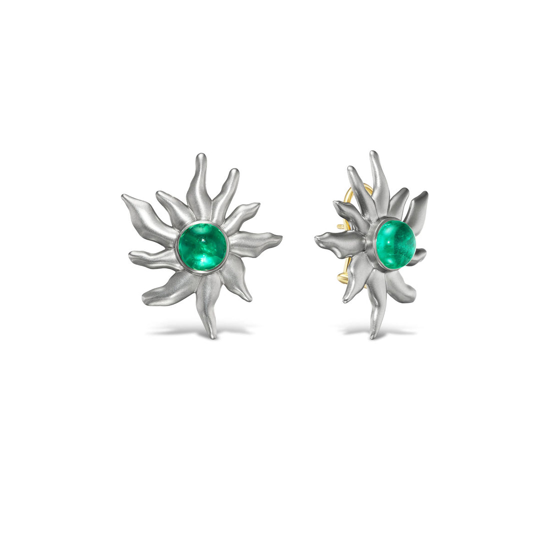 Titanium Sol Earrings with Emerald